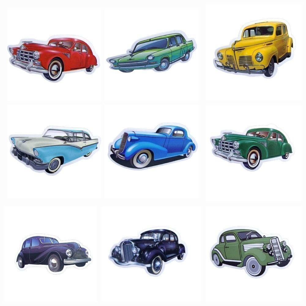 Classic Cars Decals Antique Roadsters Stickers Vintage Coupe Motor Variety Pack